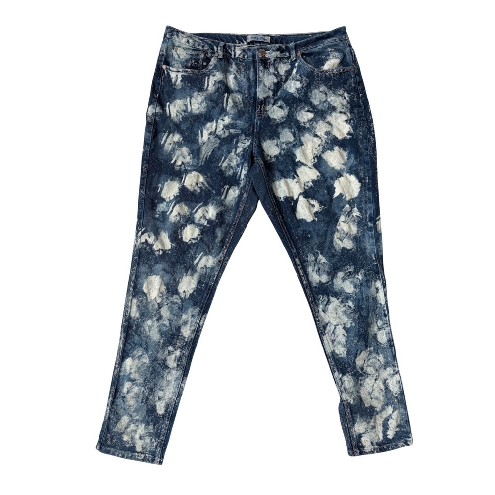 Luxury Blues Paint Splatter Tie Dye Acid Wash Straight Jeans‎ Statement Denim 20